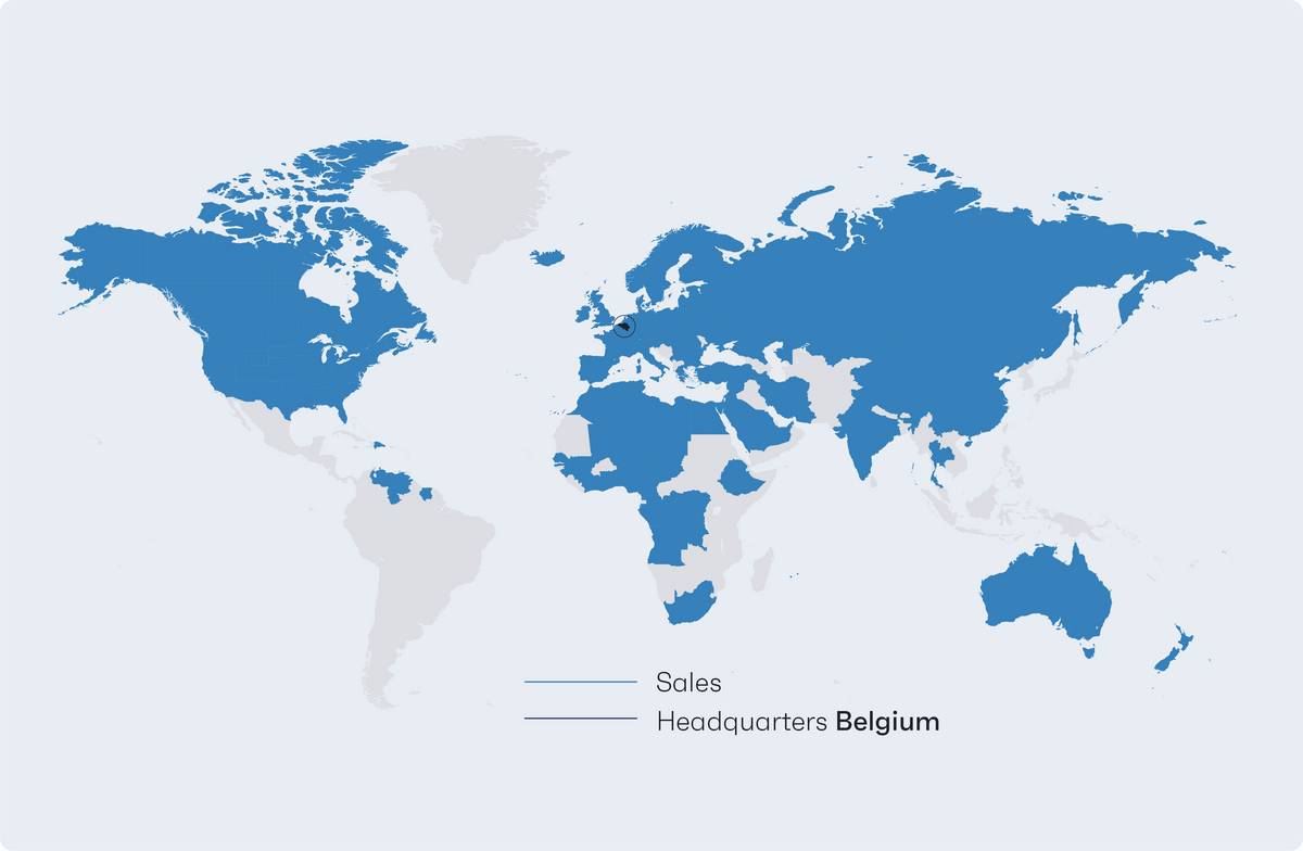 World map depicting Reynaers Group global presence